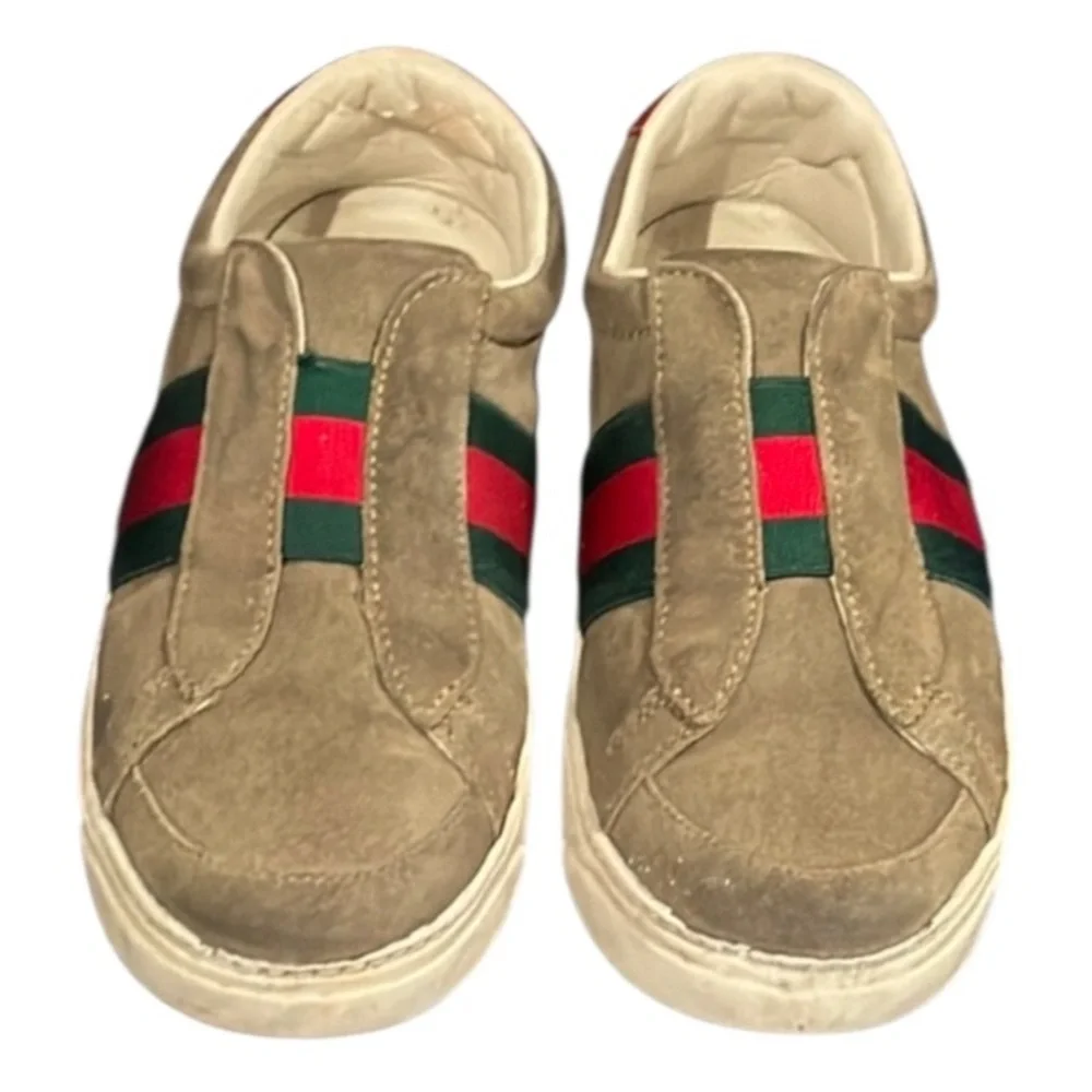 Authentic Gucci luxury designer signature Web suede leather slip on sneakers 13 - Picture 10 of 16